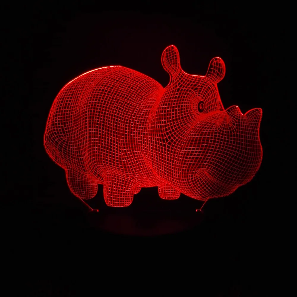 3D свинка дикая кабана животное Иллюзия ночник 7 цветов меняющий стол спальня детская для малышей прикроватная лампа настроение освещение подарки