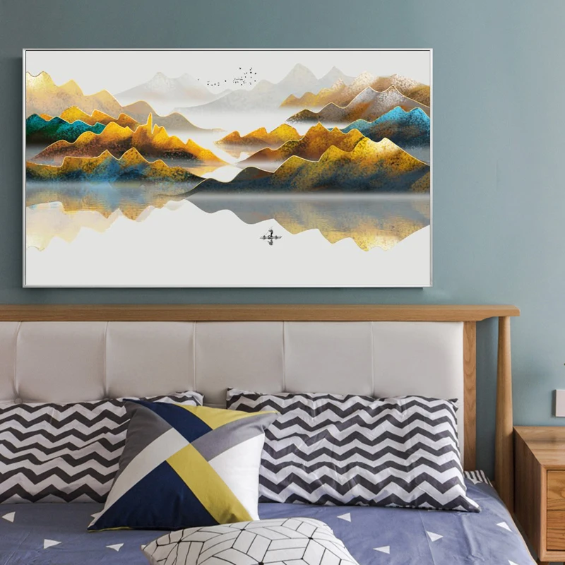 Абстрактный пейзаж в китайском стиле плакаты и принты настенная Картина на