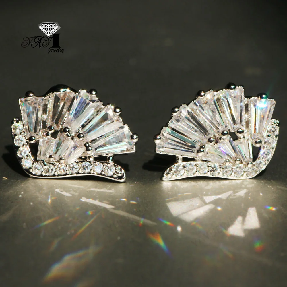 Ювелирные изделия YaYI Мода Принцесса 12CT серебро белый циркон Цвет Длинные серьги