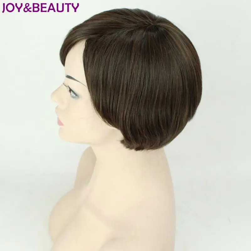 JOY &amp BEAUTY черный коричневый микс синтетический парик короткий прямой Высокая