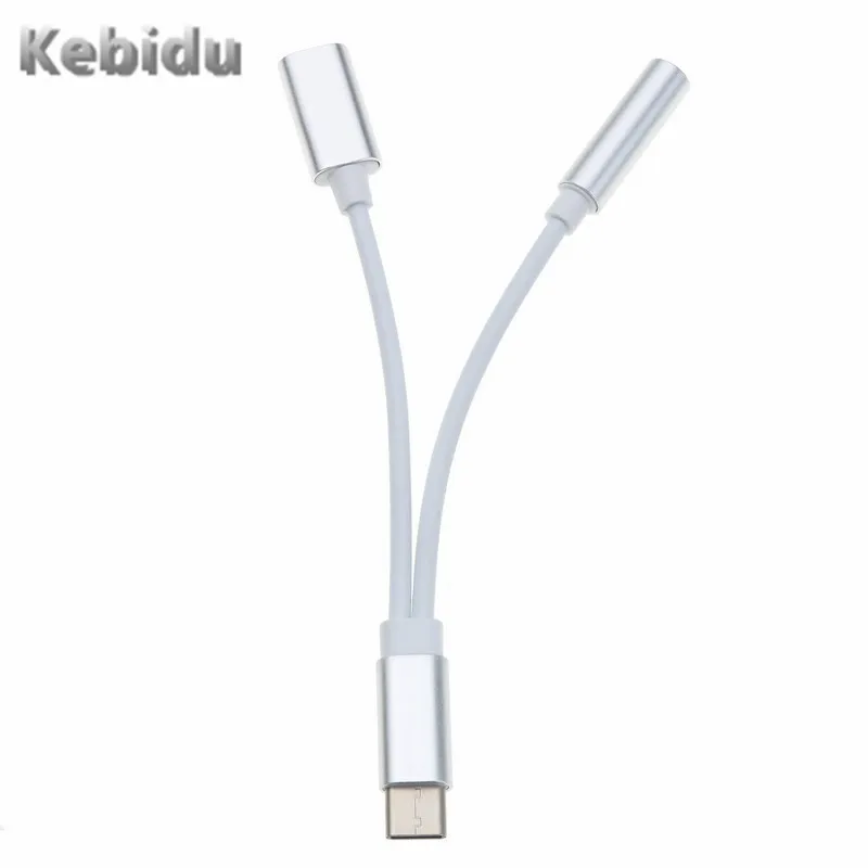 Аудиокабель kebidu USB Type C переходник для наушников 2 в 1 до 3 5 мм приемник Huawei P20/Mate 10/Pro