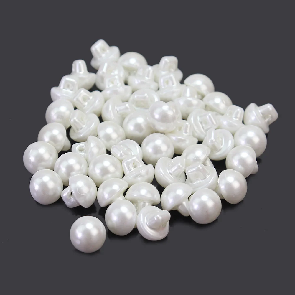 50 шт. 9 мм белые пуговицы с искусственным жемчугом для детской свадебной одежды |