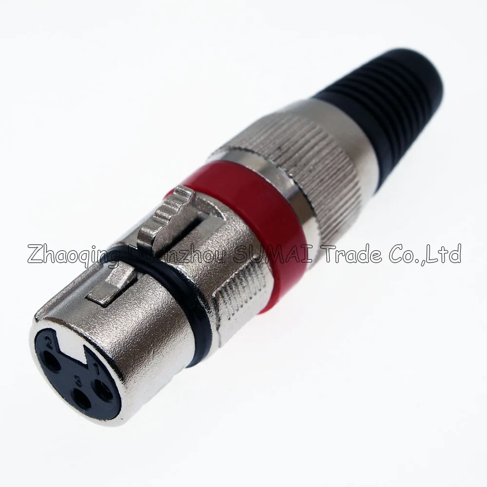 3Pin CANNON KTV аудио MIC разъем XLR 3 контактный J3P микрофон штекер серебро с красным