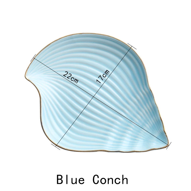 Blue Conch Лидер продаж, креативная Керамическая маленькая тарелка в различных стилях со звездой или раковиной, тарелка для десерта, фруктов, закусок, ремесла, подарок для любителей кухонных принадлежностей - Цвет: Blue Conch
