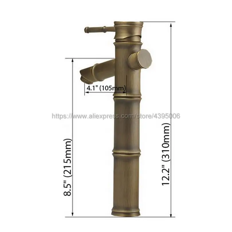

Antique Brass Bamboo Basin Faucet Deck Mounted Vessel Sink Mixer Tap Bnf010