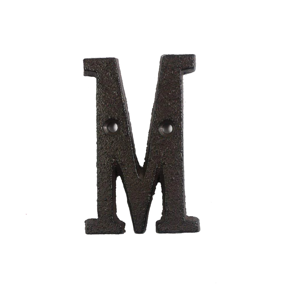 M Металлические буквы цифры чугунное украшение дом знак для двери DIY кафе стены RT99 - Цвет: M