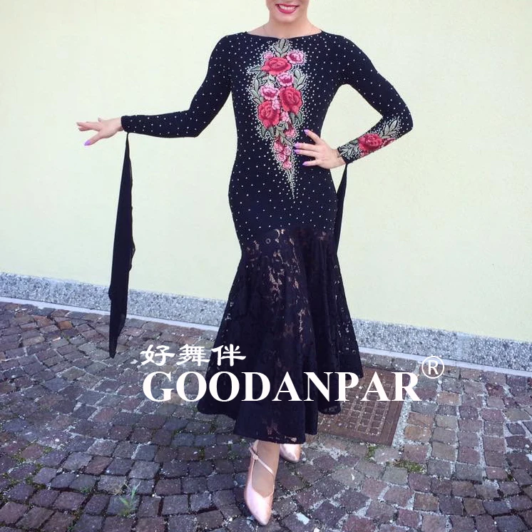 GOODANPAR Новое сексуальное кружевное платье из лайкры для бальных танцев женское с