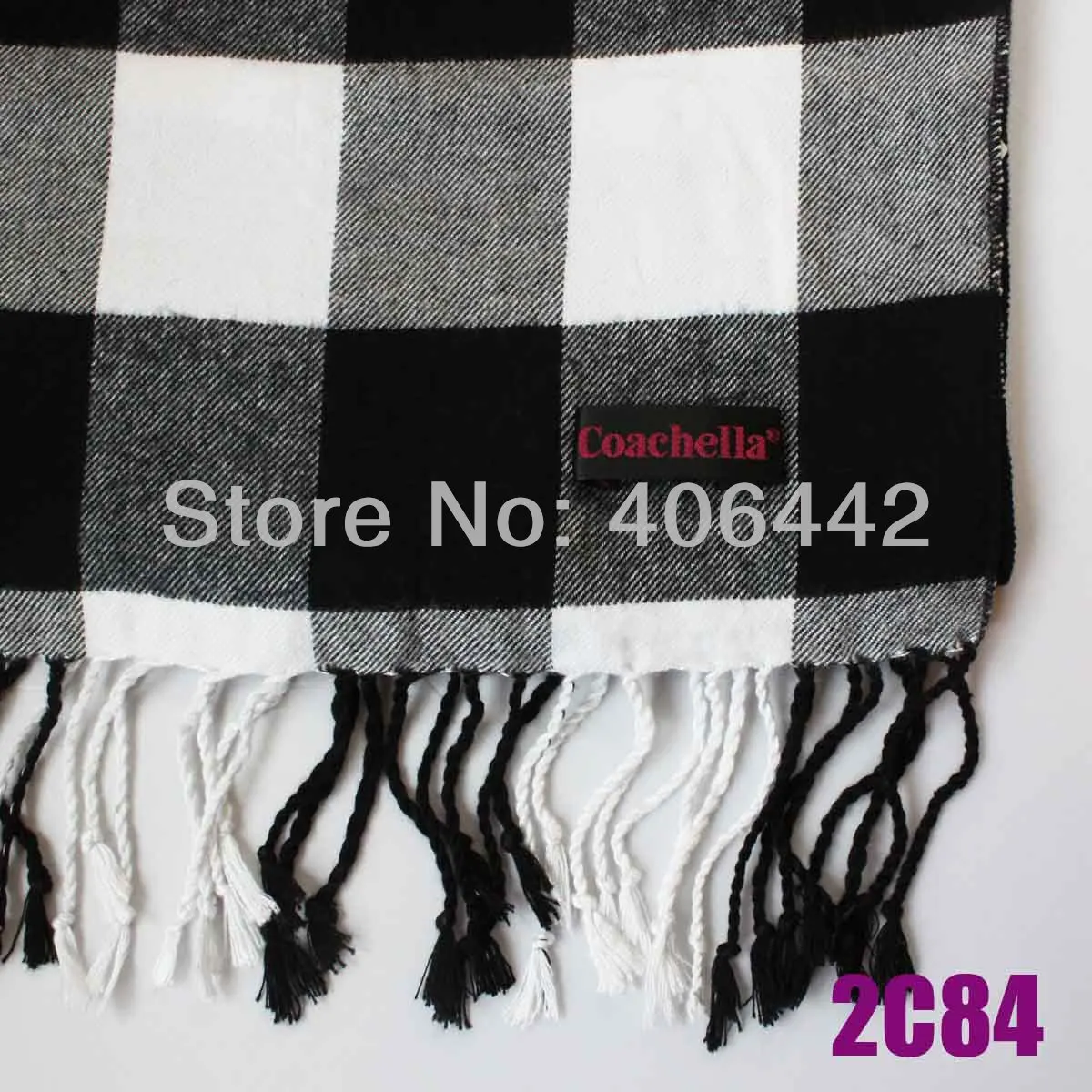 Шарф в клетку с длинной бахромой из вискозы |