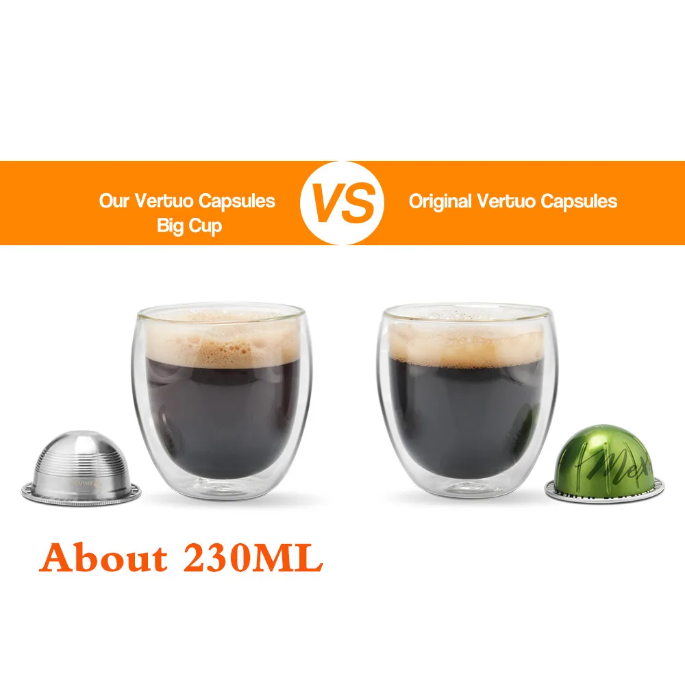Большие кофейные фильтры для многократного использования для Nespresso Vertuo Vertuoline GCA1 и Delonghi ENV135 многоразовые капсулы из нержавеющей стали