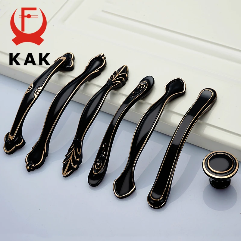 Черные ручки для шкафа KAK из цинкового сплава в американском стиле дверные