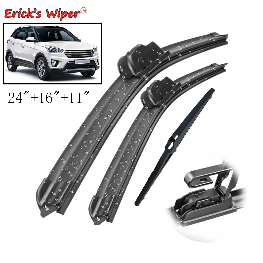 Erick's Wiper Front & Rear Wiper Blades Set Kit For Hyundai Creta IX25 MK1 2014 2015 2016 2017 2018 2019 Windshield Windscreen