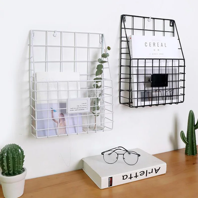 Настенная сетка висячая стойка газета журнал железная корзина для хранения