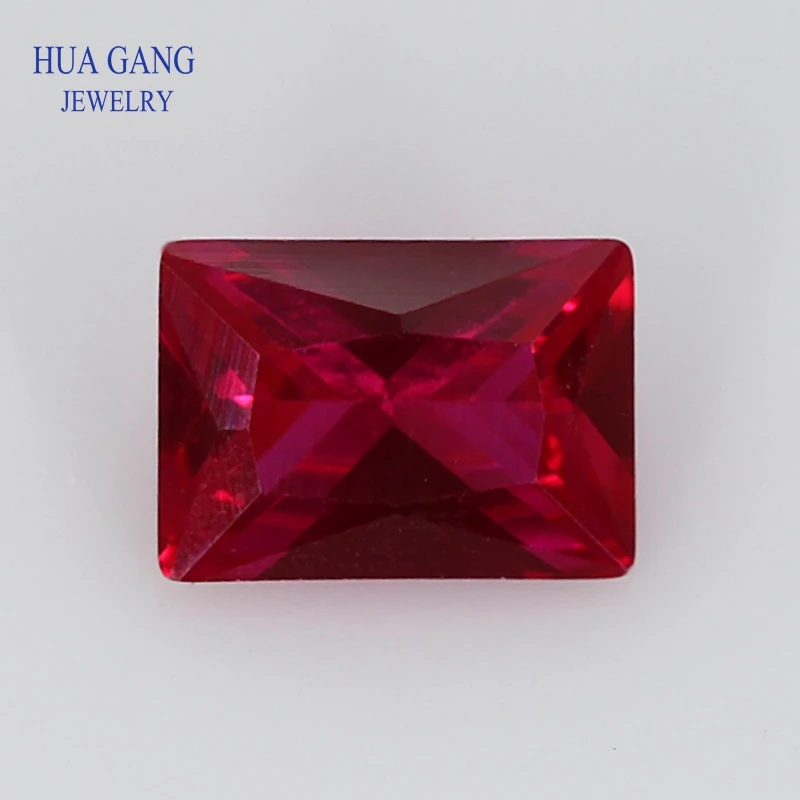 

5# Red Stone Rectangle Shape Princess Cut Synthetic Corundum Gems stone For jewelry Size 2x3~10x14mm Free Shipping