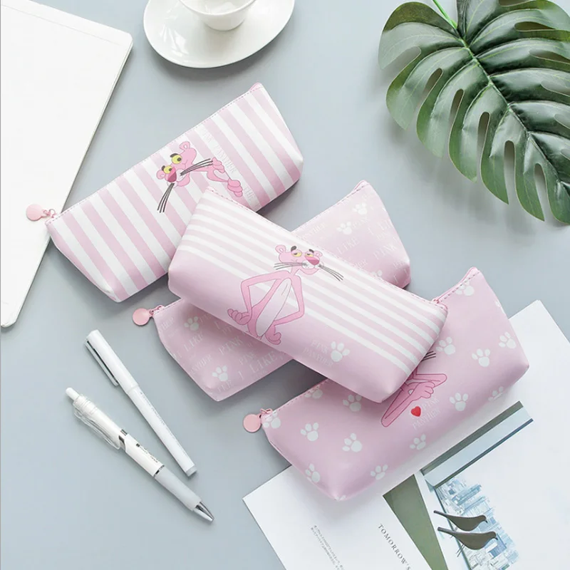 

1x kawaii pencil bag Pink leopard student pencil case school pencil cases for girl stationery canvas pencil bag estojo escolar