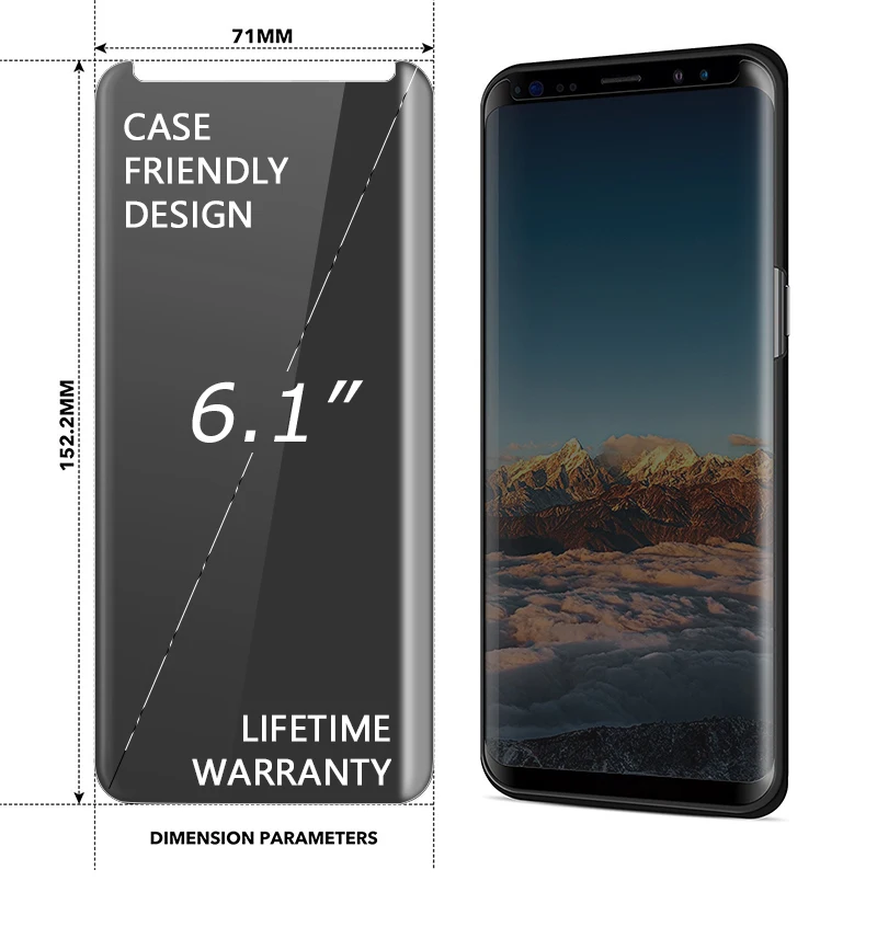 Изогнутое закаленное стекло для защиты экрана Samsung S8 S9 Plus Note 8 S7 edge в розничной