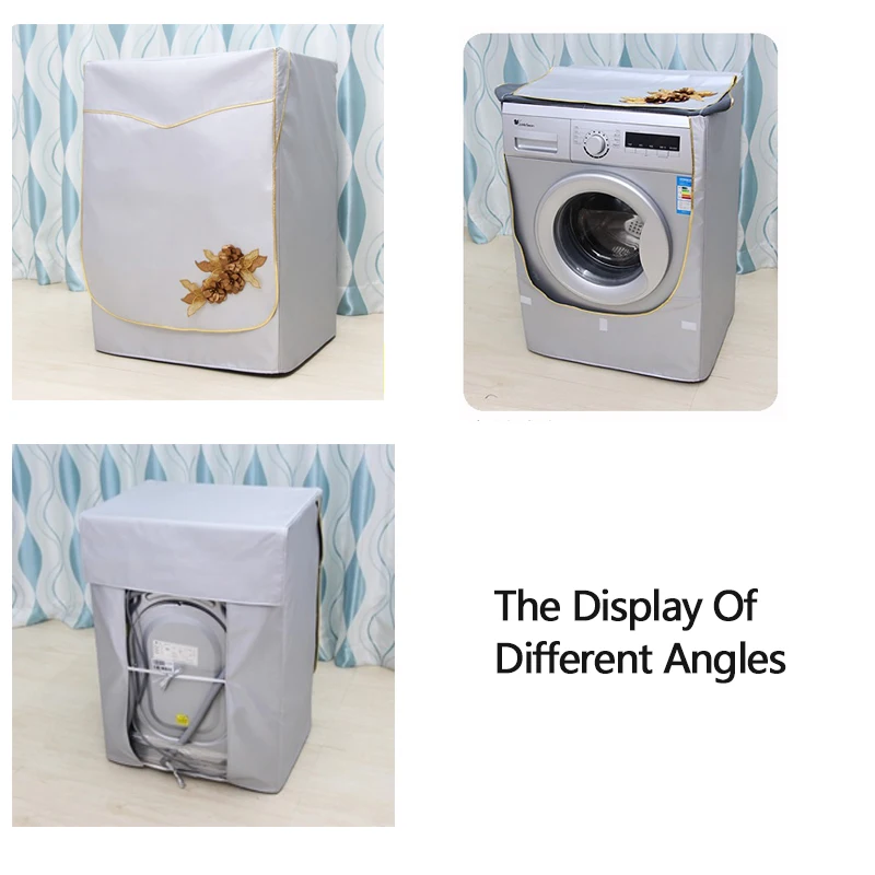 Thick Washing Machine Cover Double Coated Silver Waterproof Sunscreen Washer Protective Oxford Cloth Embroidery Dust | Дом и сад