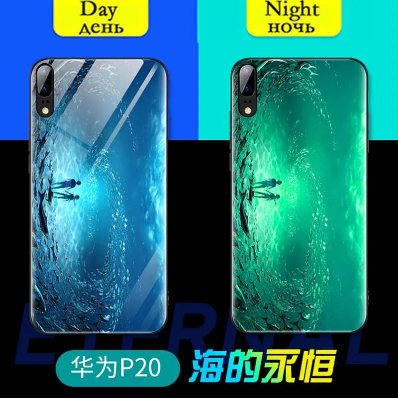 Светящийся стеклянный чехол для Huawei Mate 30 P20 Lite P30 Pro lLite роскошная задняя крышка P10