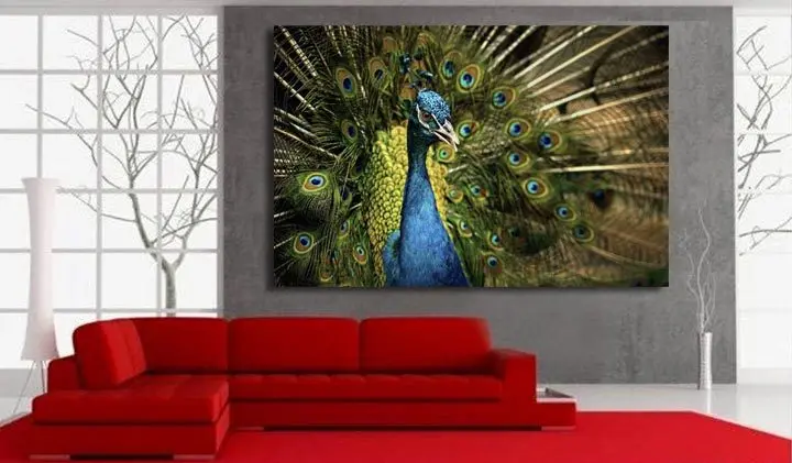 Высококачественная 1 панель бесплатная доставка принт павлина Картина на холсте