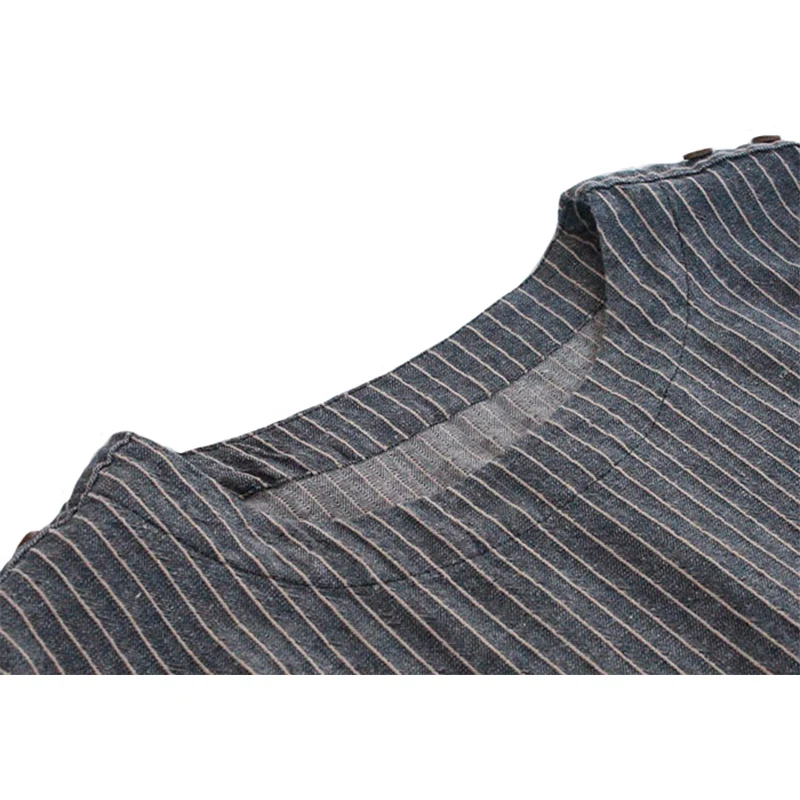 Women Shirts Vintage Spring Fashion Cotton Linen Tops Plus Size O Neck Hooded Stripe Loose Blouse Long Sleeve Ladies Shirt |