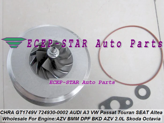 Бесплатная доставка картриджа Turbo CHRA GT1749V 724930 -5009S Турбокомпрессор для AUDI A3 Altea Skoda