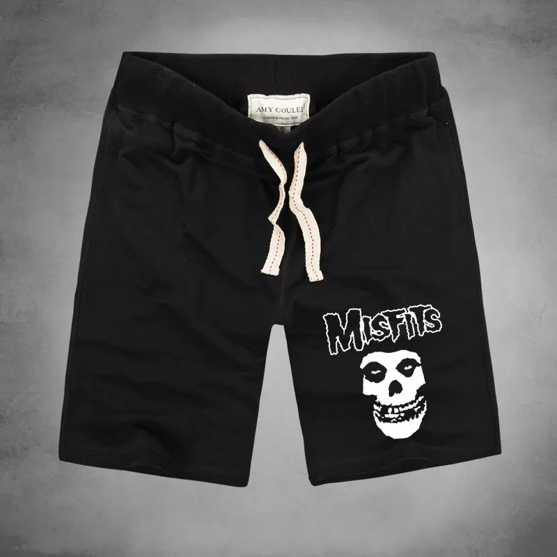 Мужские панковские короткие брюки Misfits, Классические повседневные укороченные шорты, спортивные штаны для фитнеса, тренировок, хлопковые шорты, pantalones - Цвет: black