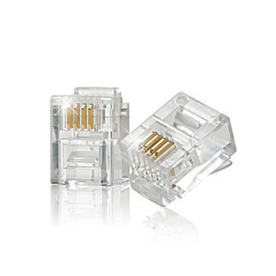 10 шт. 4Pin RJ11 Разъем модульный кабель вилки разъем сети Ethernet 6P4C кристальная вилка