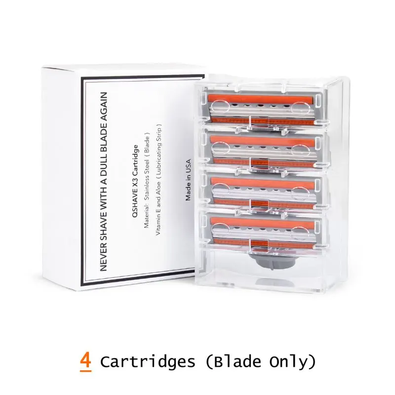 4 Cartridges QShave Orange Series 3 Слои бритва Запасное лезвие Для мужчин руководство для бритья X3 лезвие 4 картриджей могут выбрать его 8 до 16 лет картриджи - Цвет: 4 Cartridges