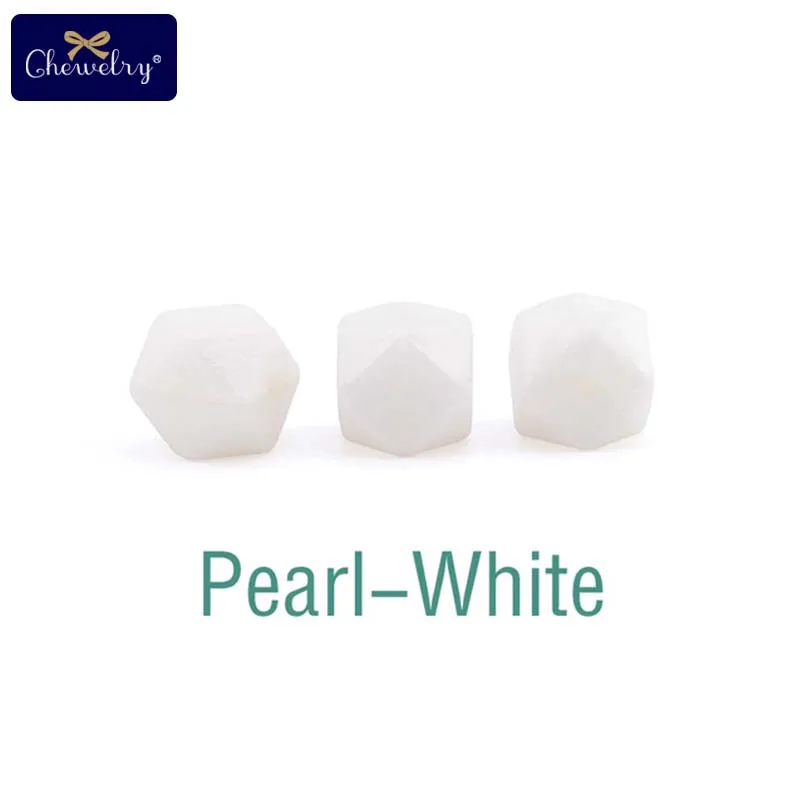 Pearl White 10 шт. 14 мм Детские шестигранные силиконовые бусины Восьмиугольные бусины для самостоятельной сборки соски цепи перле Силиконовые Детские Прорезыватели жевательные бусины детские товары - Цвет: Pearl White