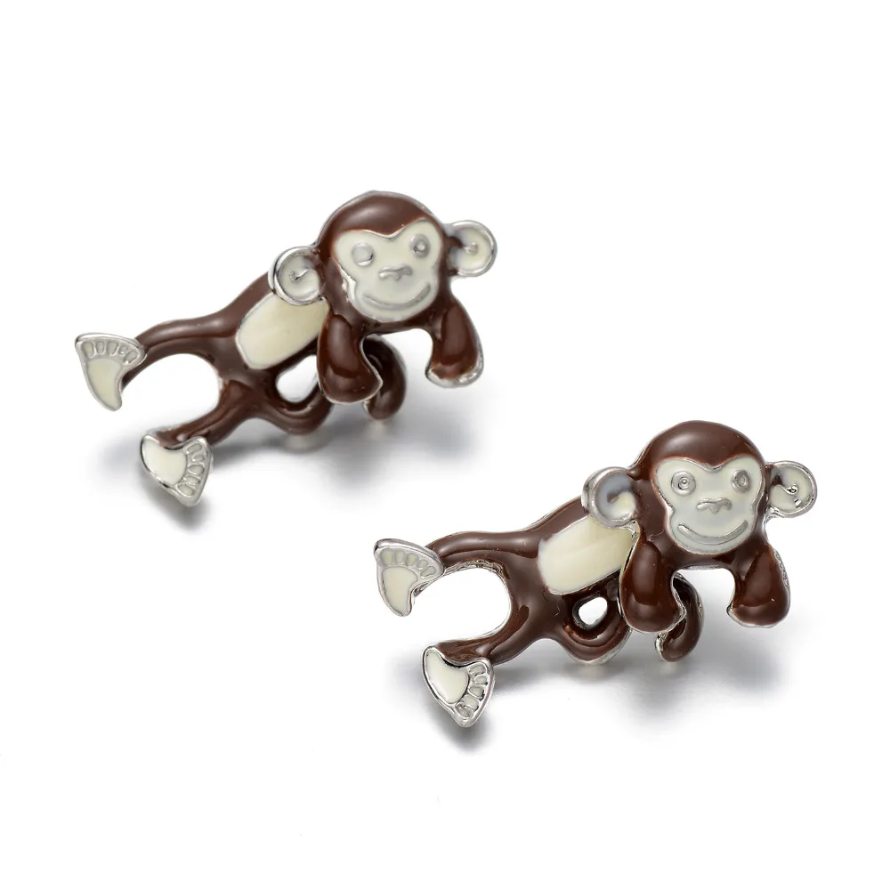 Onnea Новая мода обезьяна Серьги Симпатичные Тонкой Эмаль Обезьяна пирсинг уха