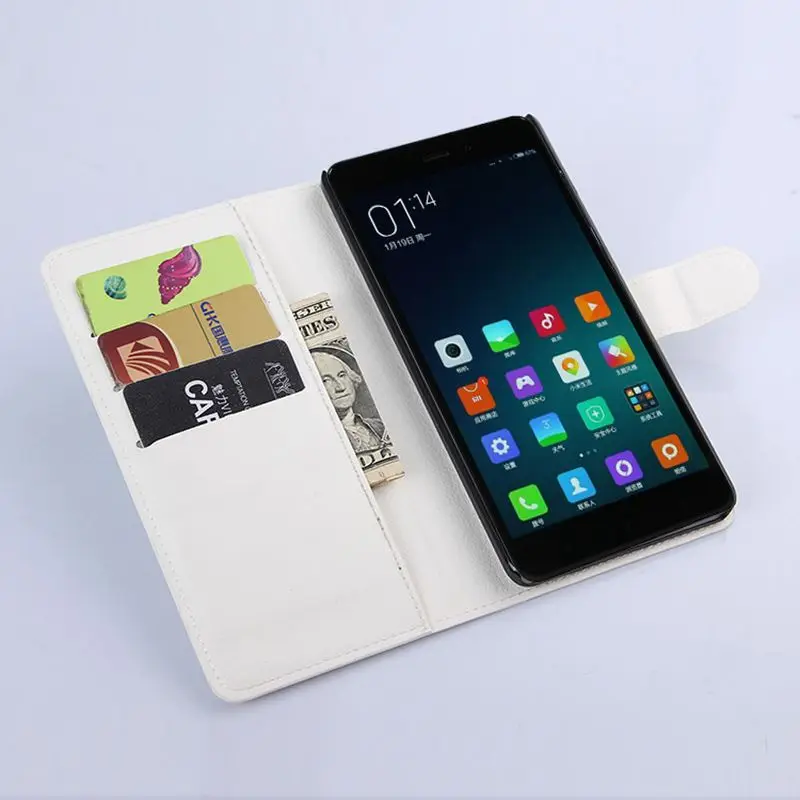 Одноцветное Цвет кошелек кожаный чехол для телефона Xiaomi Redmi 4x личи кожи Бизнес