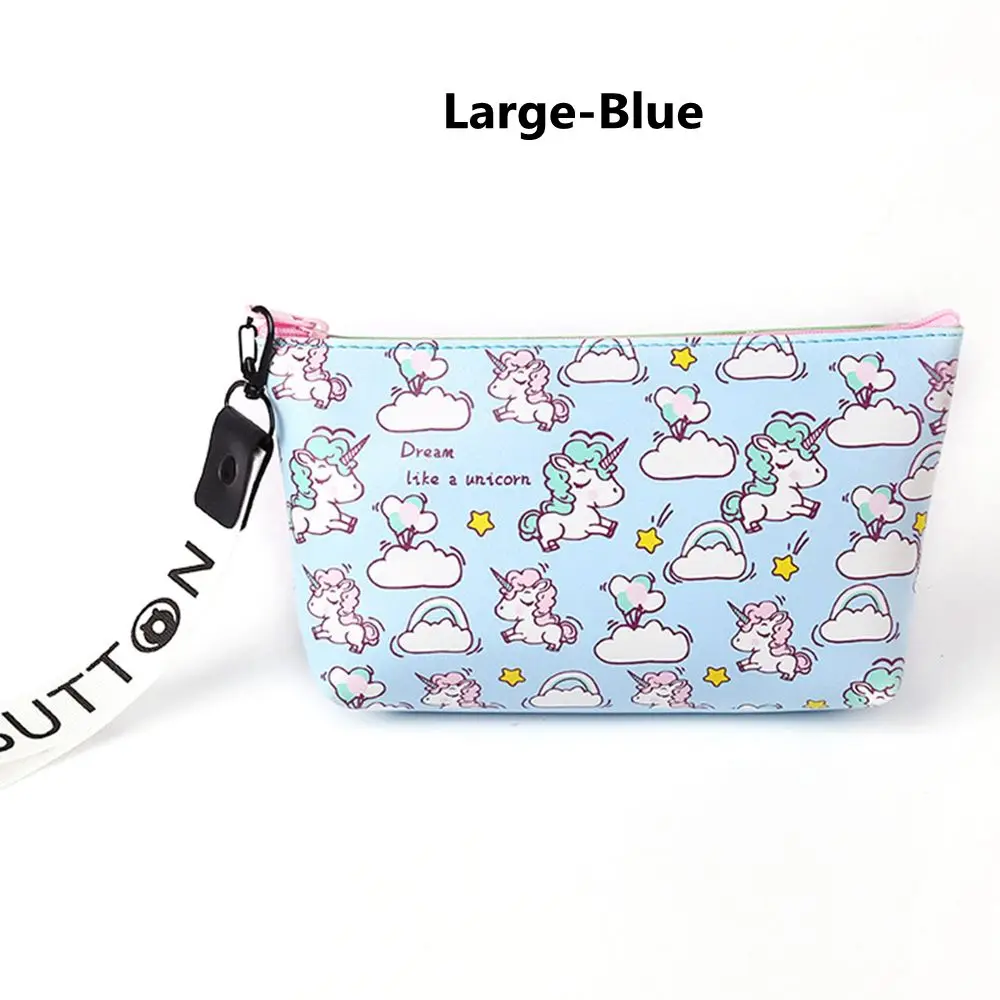 BLue Makeup Bag Косметичка на молнии единорога для женщин, большой размер, сумка для хранения, портативная дорожная сумка, многофункциональная сумочка - Цвет: BLue Makeup Bag
