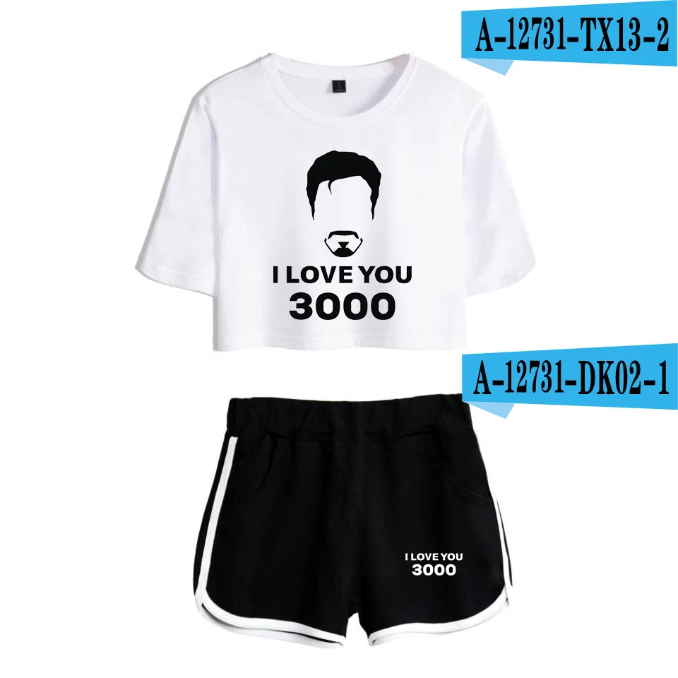I Love You 3000, комплект из двух предметов, женские летние футболки в стиле Харадзюку, укороченный топ, сексуальный спортивный топ для фитнеса,, 2 шт., Endgame - Цвет: Оранжевый