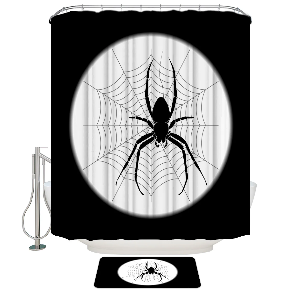 Черная занавеска для душа с изображением паука на Хэллоуин комплект из