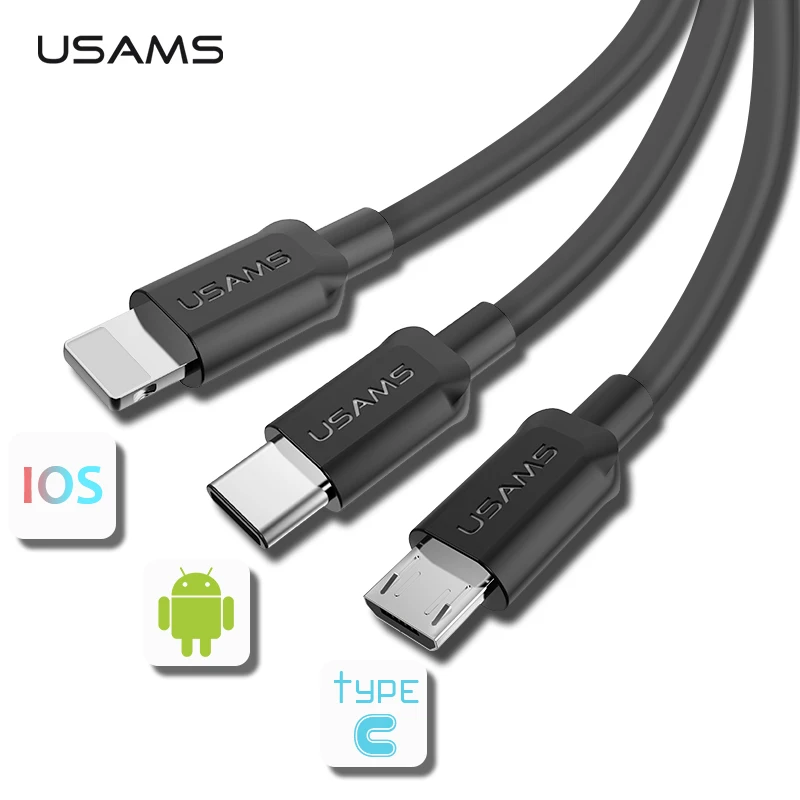Usb кабель для iphone 8 7 6 Micro Type C быстрой зарядки Кабель зарядного устройства USAMS Microusb