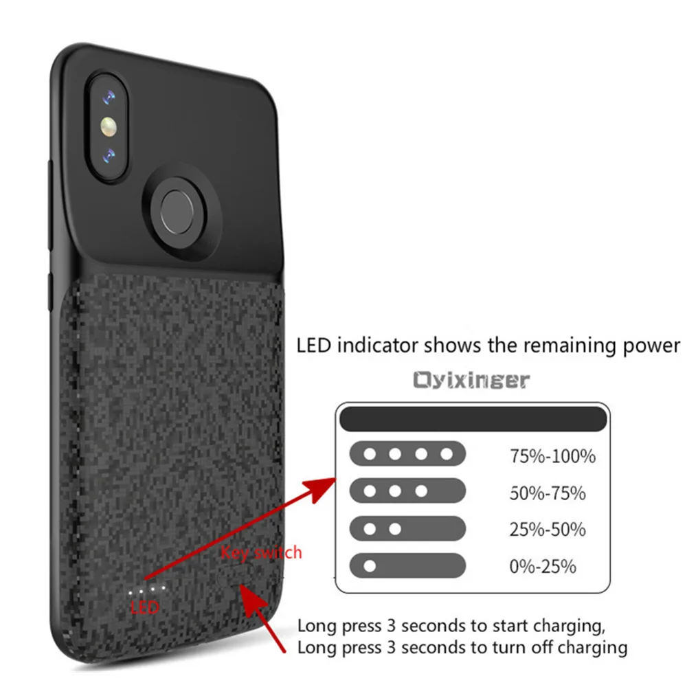 4700 mAh назад клип батарея зарядное устройство для телефона Redmi Note 7pro питания