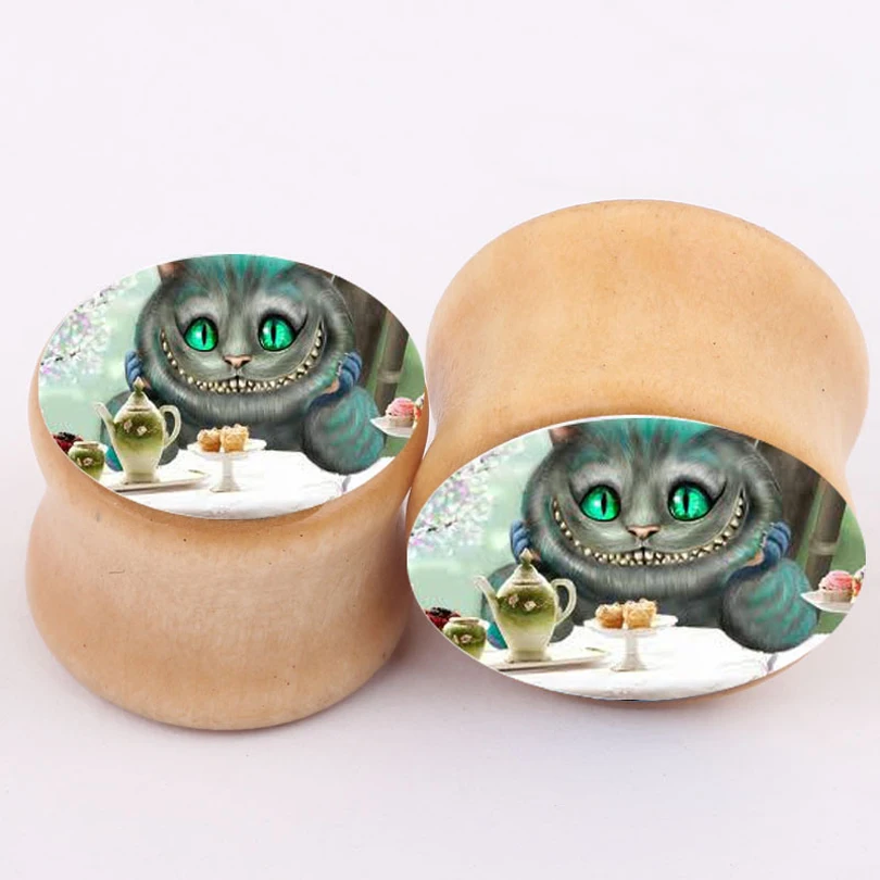 2 шт. модные носилки для ушей прекрасный кот логотип деревянные беруши тоннелей в