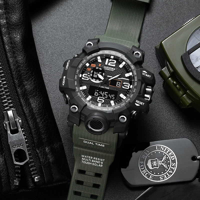 Цифровые спортивные часы Военные мужские часы Reloj светодиодные наручные часы мужские подарок аналоговые ударные часы