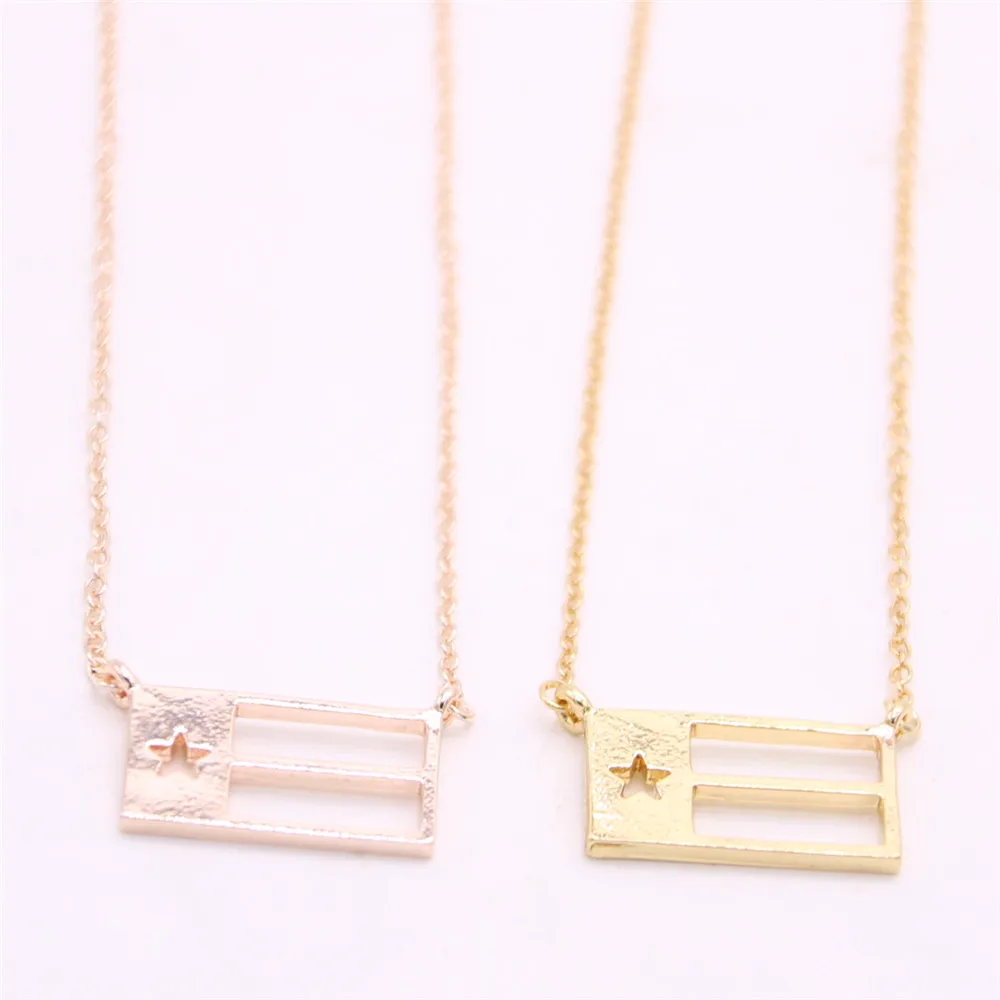 Полый кулон в форме флага ожерелье прямоугольник с подвеской полоской