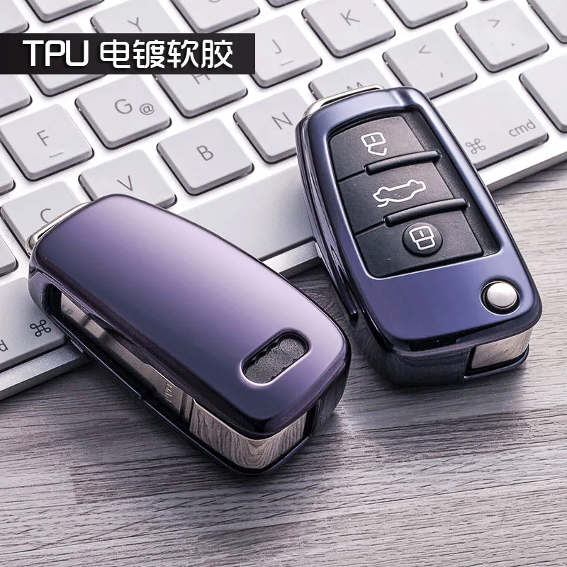 New Gift TPU soft car key case For Audi Q3 A4L A6L Q5 Q7 A1 A3 flip cover 6 color accessories with keychain styling | Автомобили и