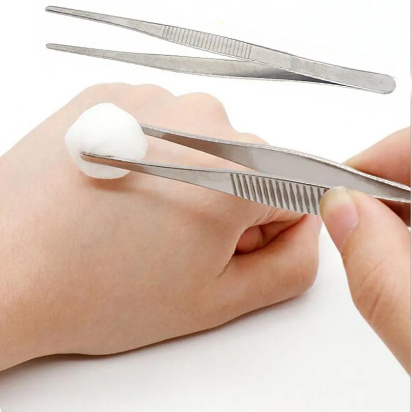 

Cotton Tweezers Tattoo Supplies Medical Straight Bend Stainless Steel Alcohol Cotton Clip Pliers Anti-skid for Permanent Makeup