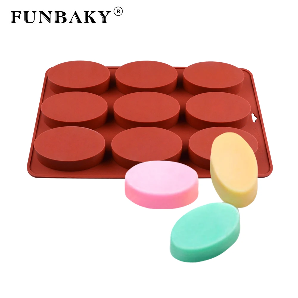 FUNBAKY 9 полости 3D овальной формы силиконовая форма для мыла самостоятельного