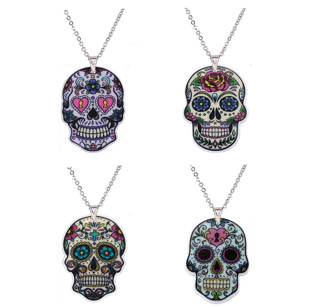 Модная акриловая цепочка с кулоном в виде головы черепа для маленьких девочек