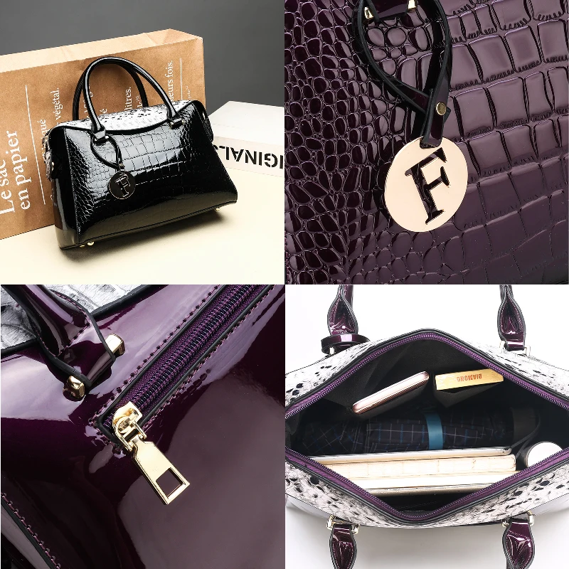 2 комплекта модные женские сумки из кожи аллигатора кошелек с серпантином Сумка