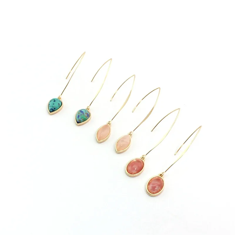 Женская Мозаика из натурального камня новый индивидуальный крючок для ушей в