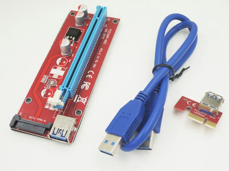 20 шт./лот VER007S USB 3.0 PCI E 1x до 16x Райзер карта адаптер кабель для майнинга биткоина