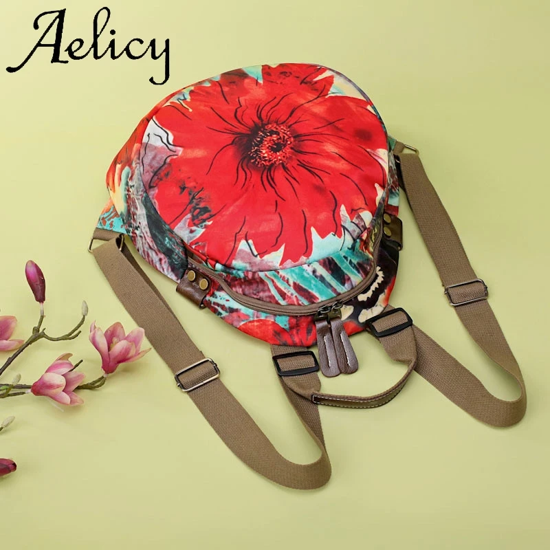 Aelicy Модные женские ретро рюкзаки с цветочным принтом дорожные сумки школьная