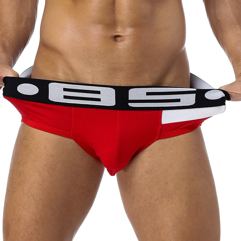 Мужские трусы брифы с низкой посадкой BS черные дышащие из хлопка карманами