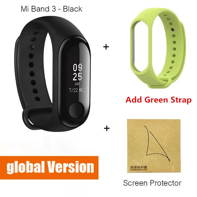 Globalgreen film Xiaomi mi Band 3 умный фитнес-браслет трекер Смарт-часы браслет OLED тачпад монитор сна Пульс mi Band 3 - Цвет: Globalgreen film
