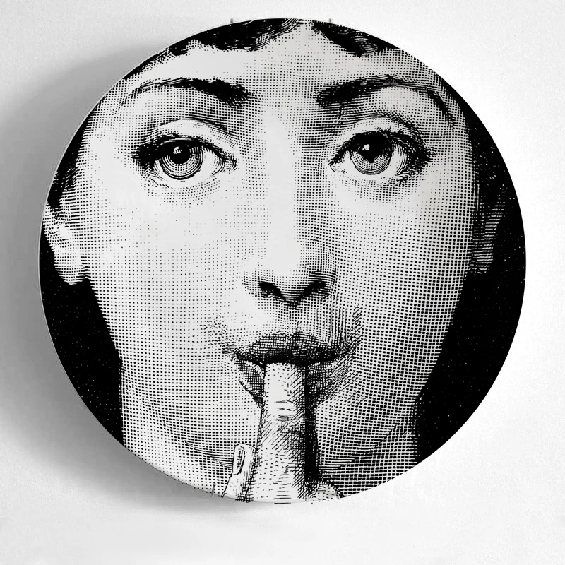 1 10-дюймовая шпилька для Fornasetti таблички для дома украшения Рождественские украшения для ужина пластина декоративная настенная посуда черный, белый цвет настенные тарелки - Цвет: 1