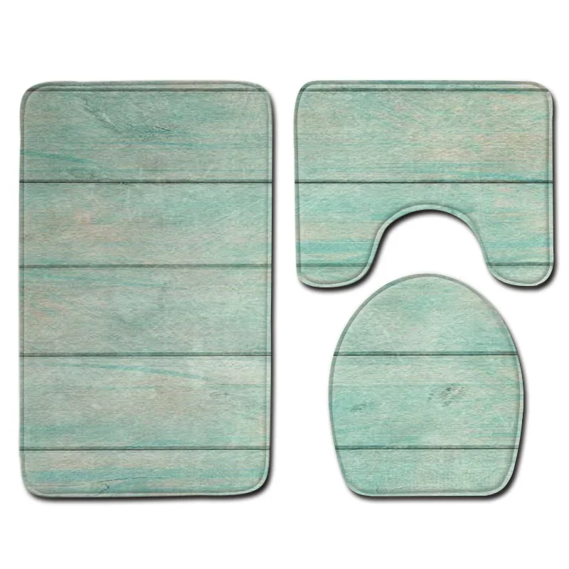 Zeegle 3 Pcs Bath Mats Wood Grain Carpet Anti Slip Bathroom Mat Set Flannel Floor Rugs Washable Toilet | Дом и сад